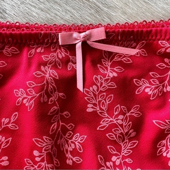 New ELOMI Nina Red Floral Stretch XXL Full Coverage Panties Briefs Underwear Bow - Picture 6 of 8
